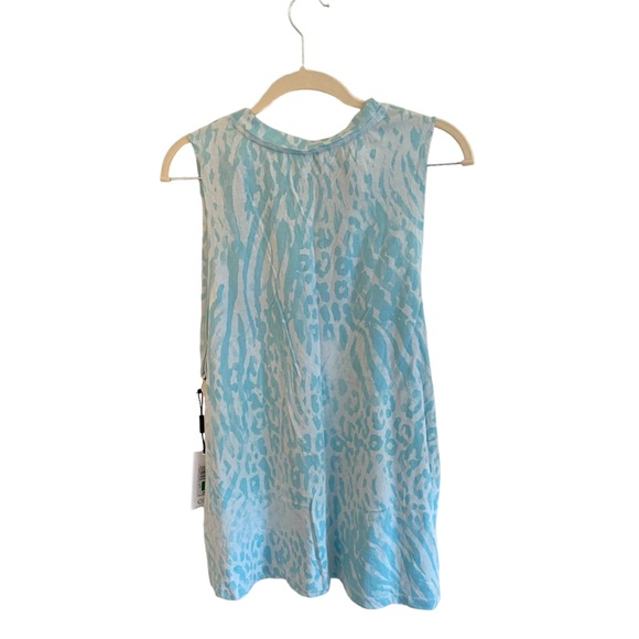 Light Blue Print Calvin Klein Sleeveless Tank Top - Picture 2 of 4